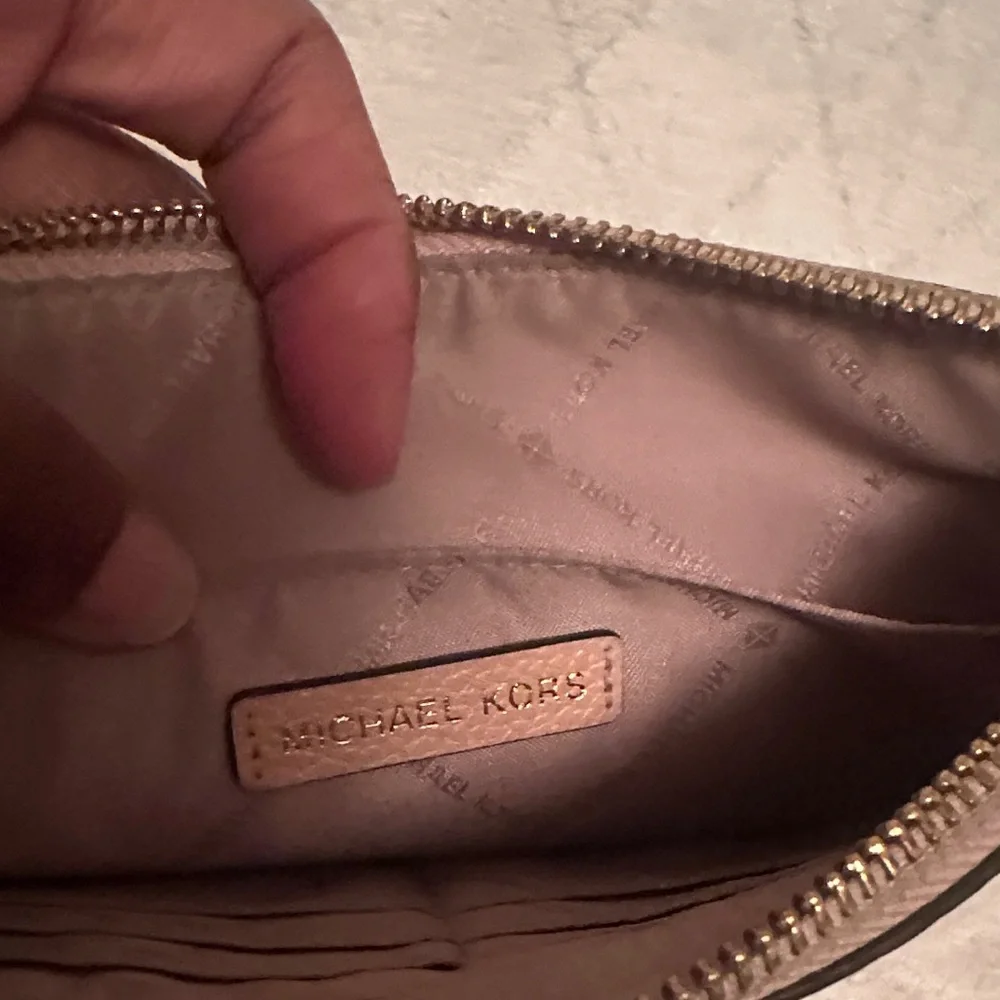 Michael Kors Dusty Pink Studded Leather Wristlet Clutch